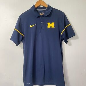Nike Michigan Dri Fit Men's Blue Golf Polo Shirt with Yellow Details
